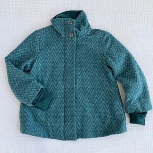 Prana Women's Lily Jacket XS Blue Teal Chevron Wool Blend‎ Zip Front NICE!